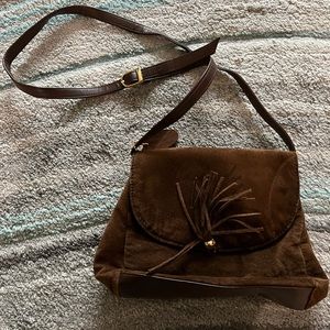 Vintage Retro Brown Suede Leather Fashion Bag/Purse/Crossbody/Shoulder